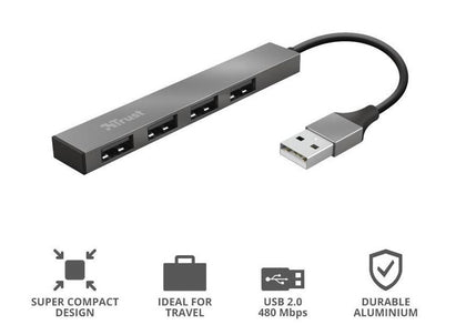 MINI USB HUB TRUST HALYX 4 PUERTOS MOD.23786
