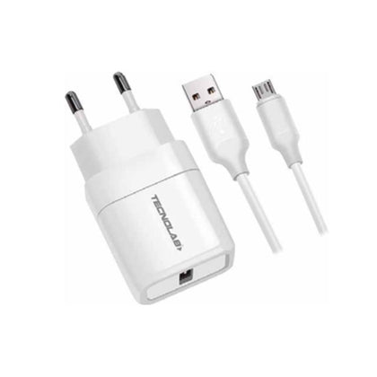 CARGADOR TECNOLAB 2 EN 1 MICRO USB 2.4 AMP TL041W