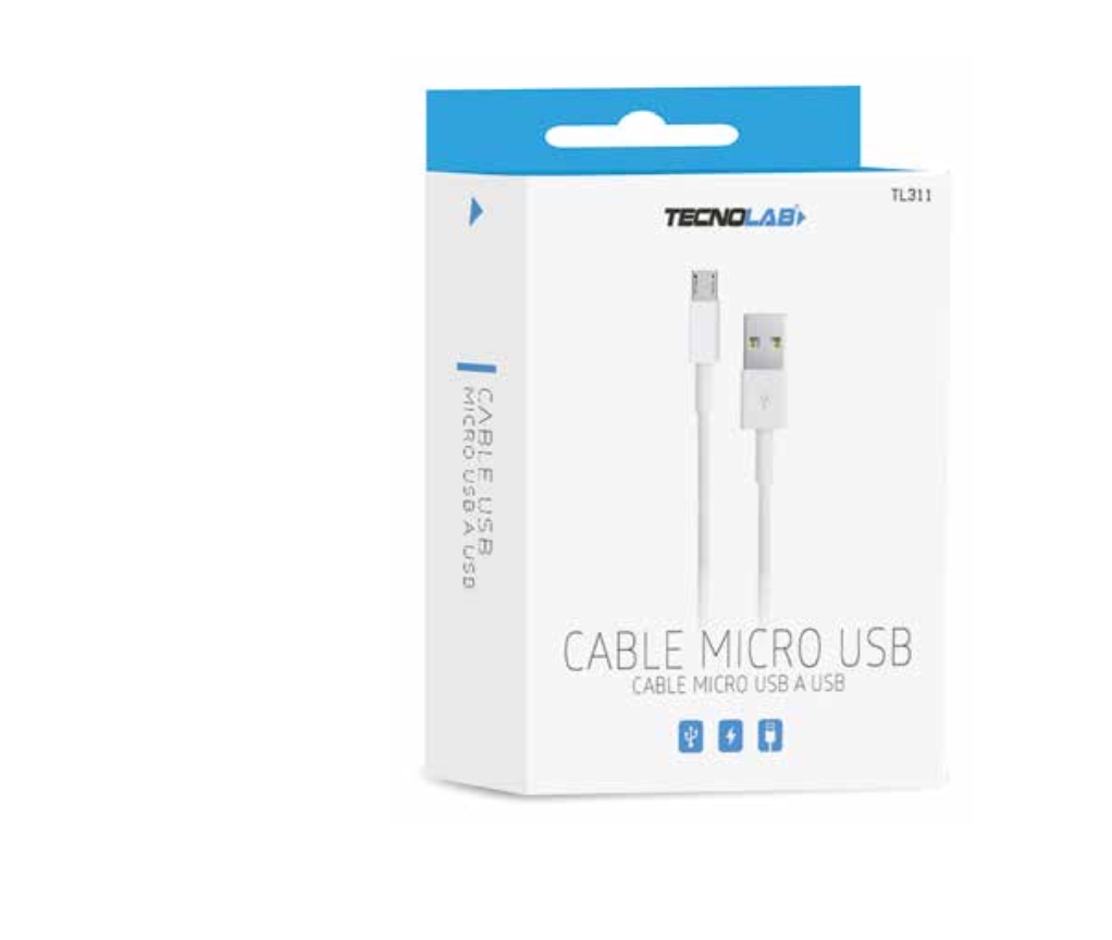 CABLE TECNOLAB USB A MICRO USB 1 METRO TL311 BLANCO