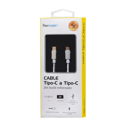 CABLE TECMASTER TIPO C A TIPO C TEXTIL REFORZADO TM-200521-SL