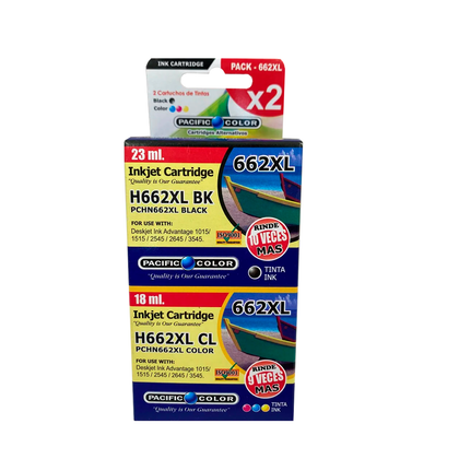 PACK TINTA H662XL NEGRA + COLOR PACIFIC COLOR  BUYCHILE