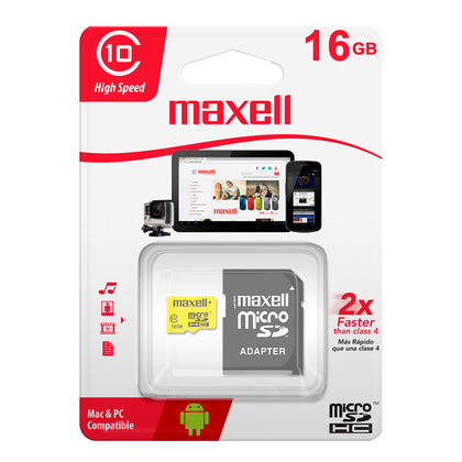 TARJETA MICRO SD MAXELL SD HC 16 GB CLASS 10 MOD.346305